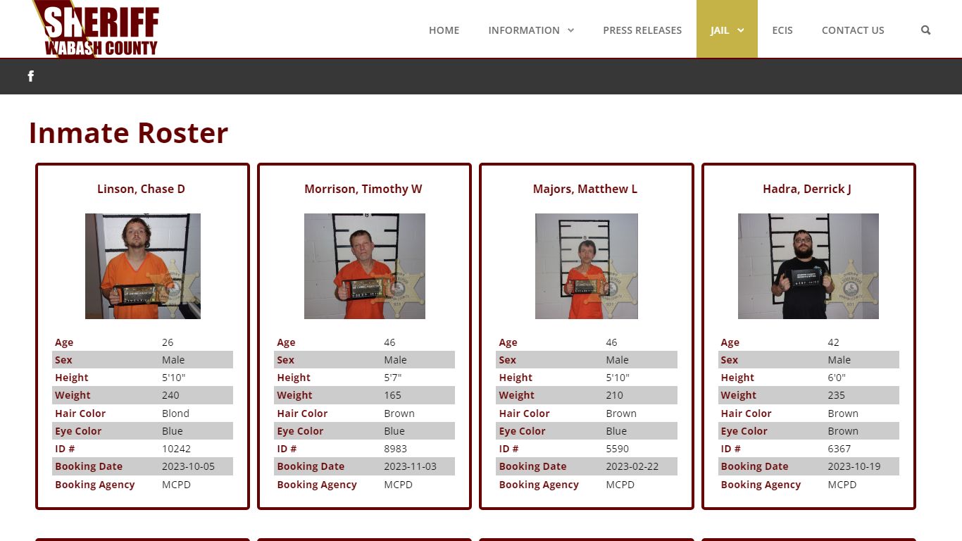 Inmate Roster - Wabash County Sheriff