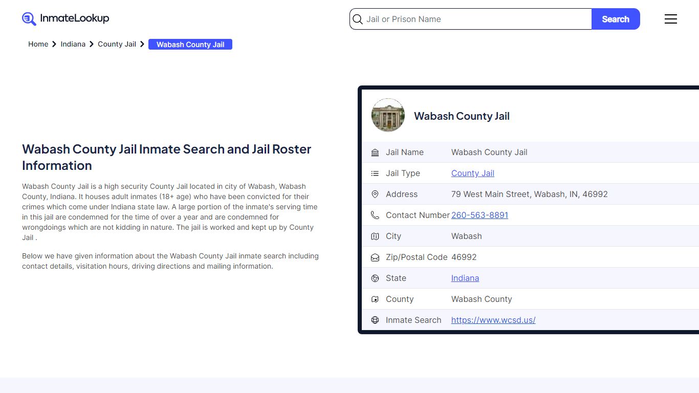 Wabash County Jail Inmate Search, Jail Roster, Bookings, Arrests ...